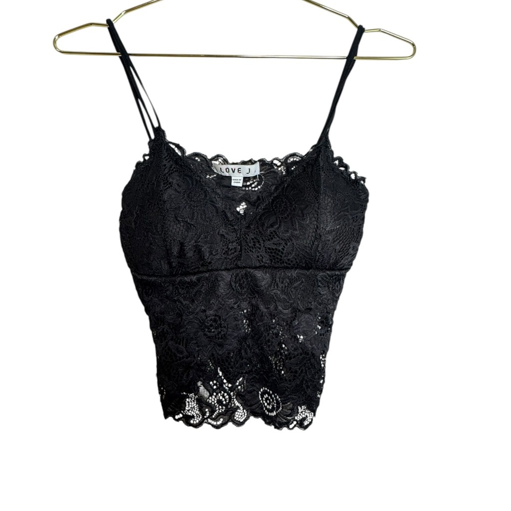 love J Black Lace Cami Crop Top